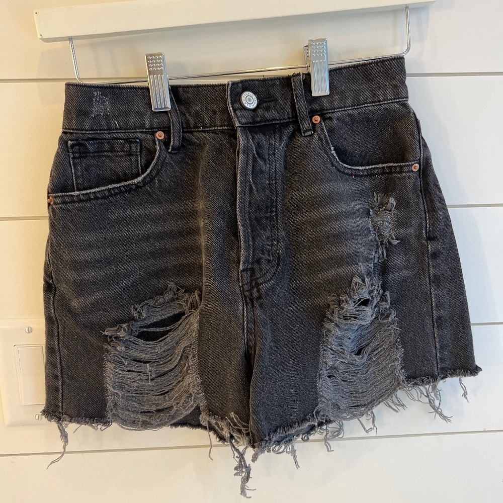 Black denim jean shorts